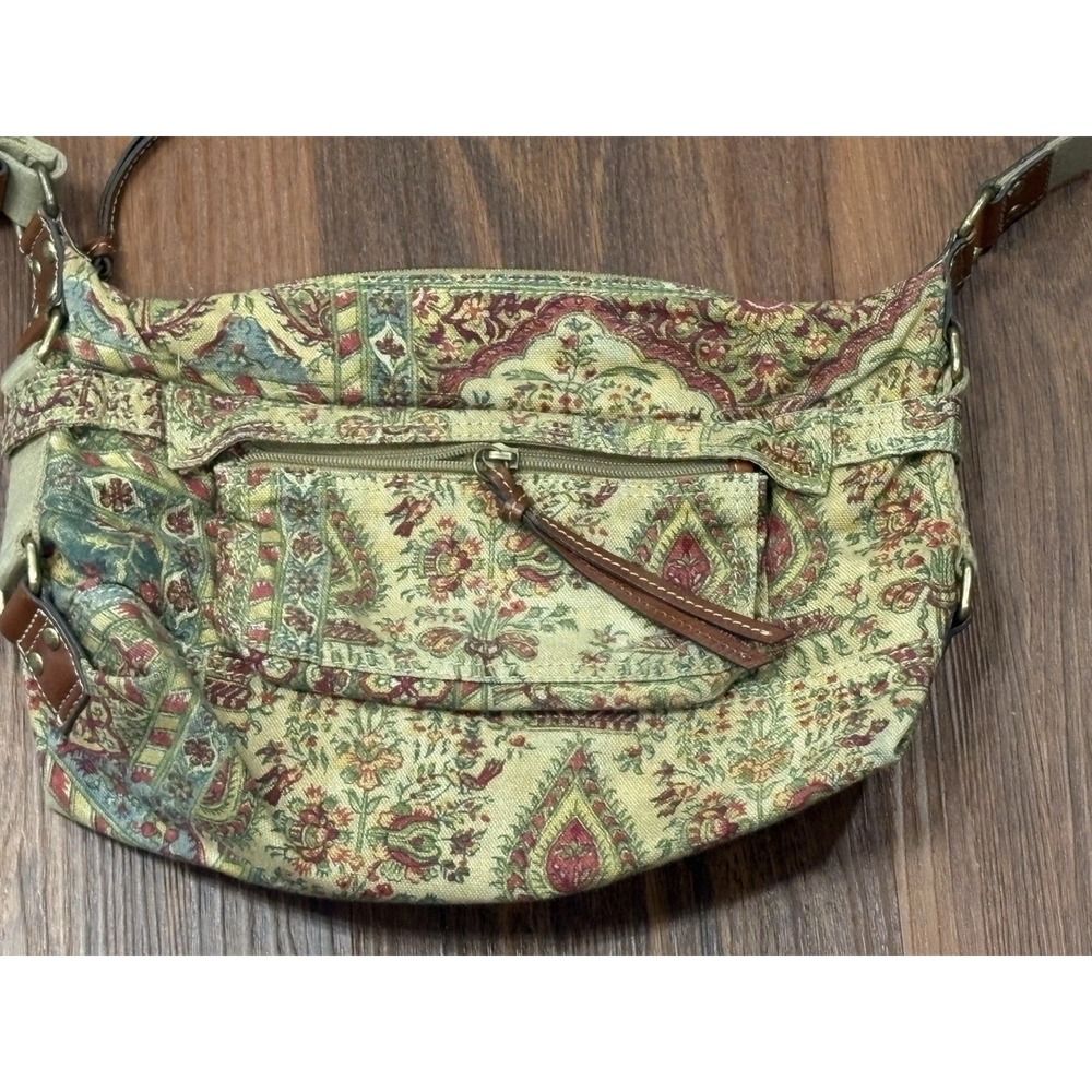 Fossil Medium Canvas Floral Shoulder Crossbody Bag Adjustable Vintage READ! - Picture 10 of 16